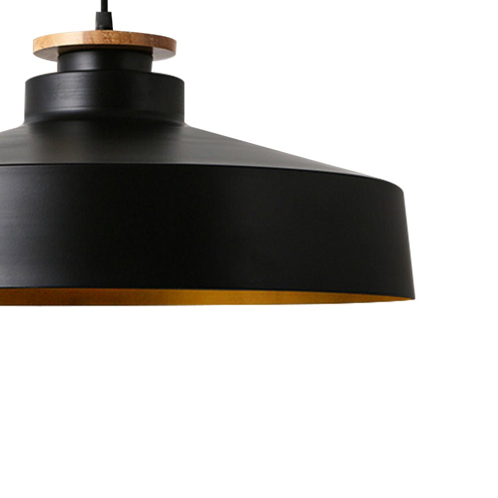 Pendantlightie - Nordic 1 - Light Wood Accents Flat Dome Pendant Light For Kitchen Island - Pendants - Black - 