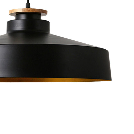 Pendantlightie - Nordic 1 - Light Wood Accents Flat Dome Pendant Light For Kitchen Island - Pendants - Black - 
