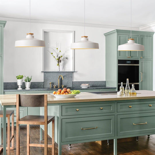 Pendantlightie - Nordic 1 - Light Wood Accents Flat Dome Pendant Light For Kitchen Island - Pendants - Black - 