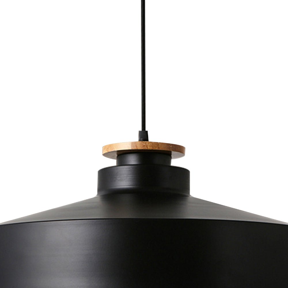 Pendantlightie - Nordic 1 - Light Wood Accents Flat Dome Pendant Light For Kitchen Island - Pendants - Black - 