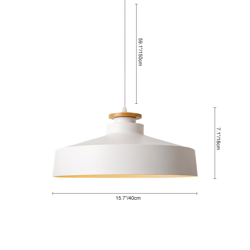 Pendantlightie - Nordic 1 - Light Wood Accents Flat Dome Pendant Light For Kitchen Island - Pendants - Black - 