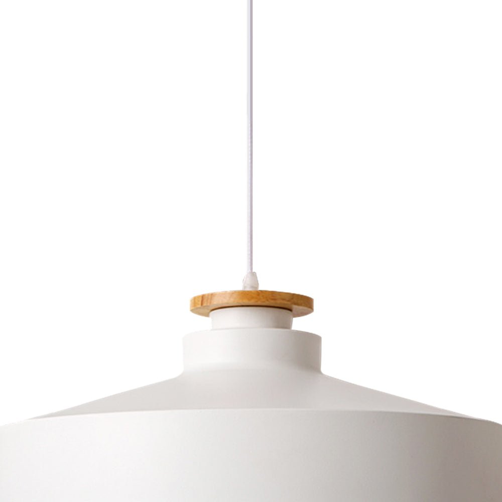 Pendantlightie - Nordic 1 - Light Wood Accents Flat Dome Pendant Light For Kitchen Island - Pendants - Black - 