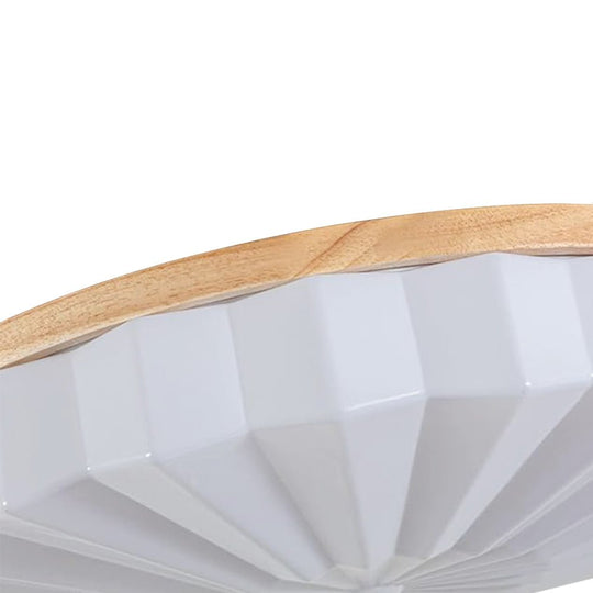 Pendantlightie - Nordic 3 - Color Scalloped Pleated Flower Wood Round LED Ceiling Light - Flush Mount - Medium (50CM) - Natural