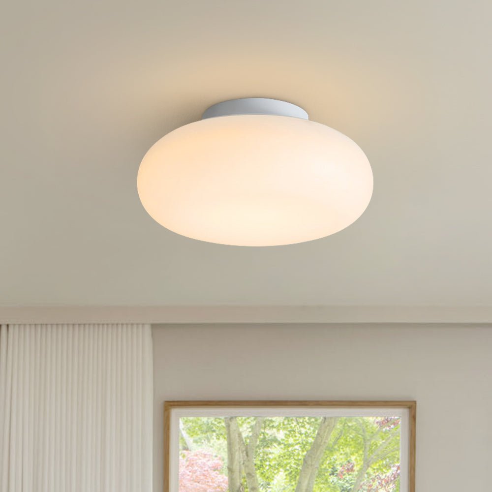 Pendantlightie - Nordic Cream Mushroom Three - Color Dimmable LED Semi Ceiling Light - Semi Flush Mount - Small - 