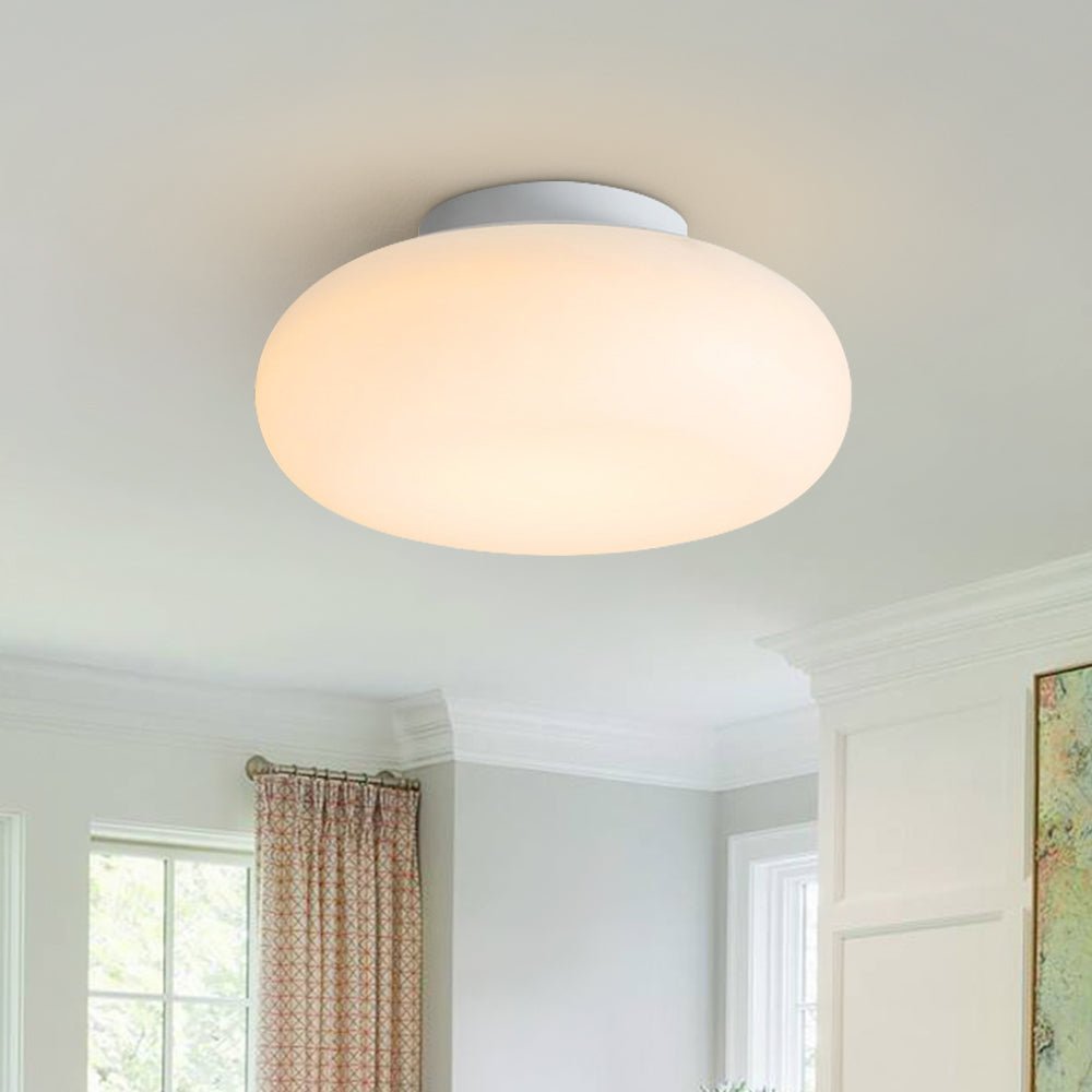 Pendantlightie - Nordic Cream Mushroom Three - Color Dimmable LED Semi Ceiling Light - Semi Flush Mount - Small - 