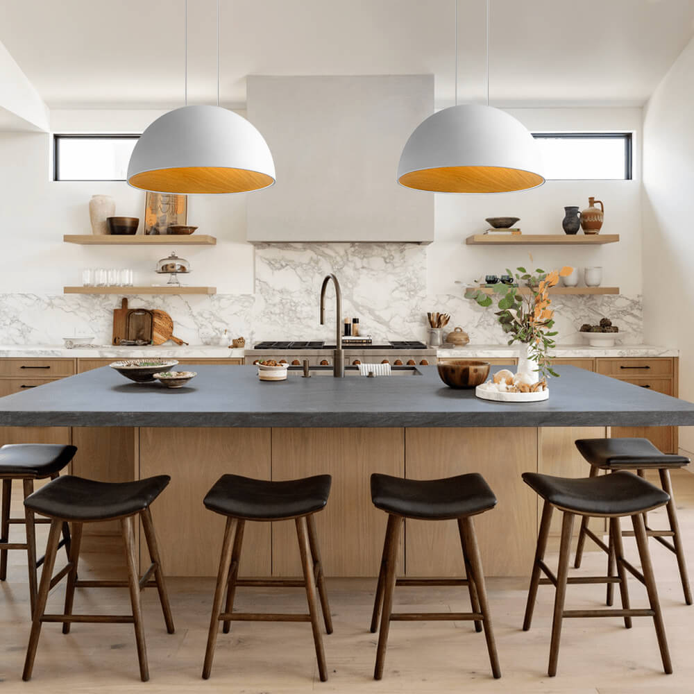 Nordic Wood Grain Dimmable Led Dome Pendant Light