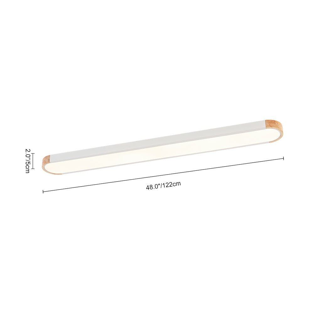 Pendantlightie - Oval Led Flush Mount With Wood Accent - Flush Mount - White (122CM) - 