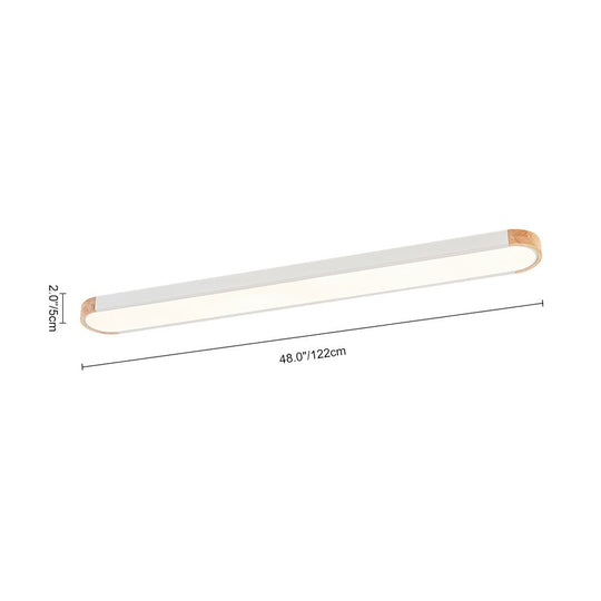 Pendantlightie - Oval Led Flush Mount With Wood Accent - Flush Mount - White (122CM) - 