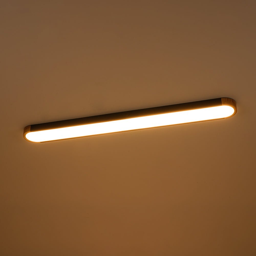 Pendantlightie - Oval Led Flush Mount With Wood Accent - Flush Mount - White (122CM) - 