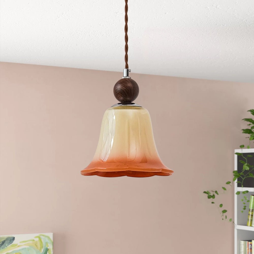 Pendantlightie - Retro 1 - Light Gradient Flower Shape Glass Pendant Light - Pendants - Beige - 