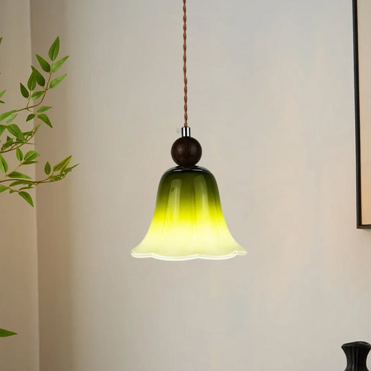 Pendantlightie - Retro 1 - Light Gradient Flower Shape Glass Pendant Light - Pendants - Green - 