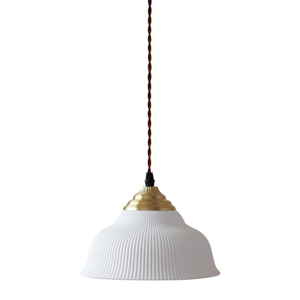 Pendantlightie - Retro Cream 1 - Light Pleated Design White Ceramic Dome Pendant Light - Pendants - B - 