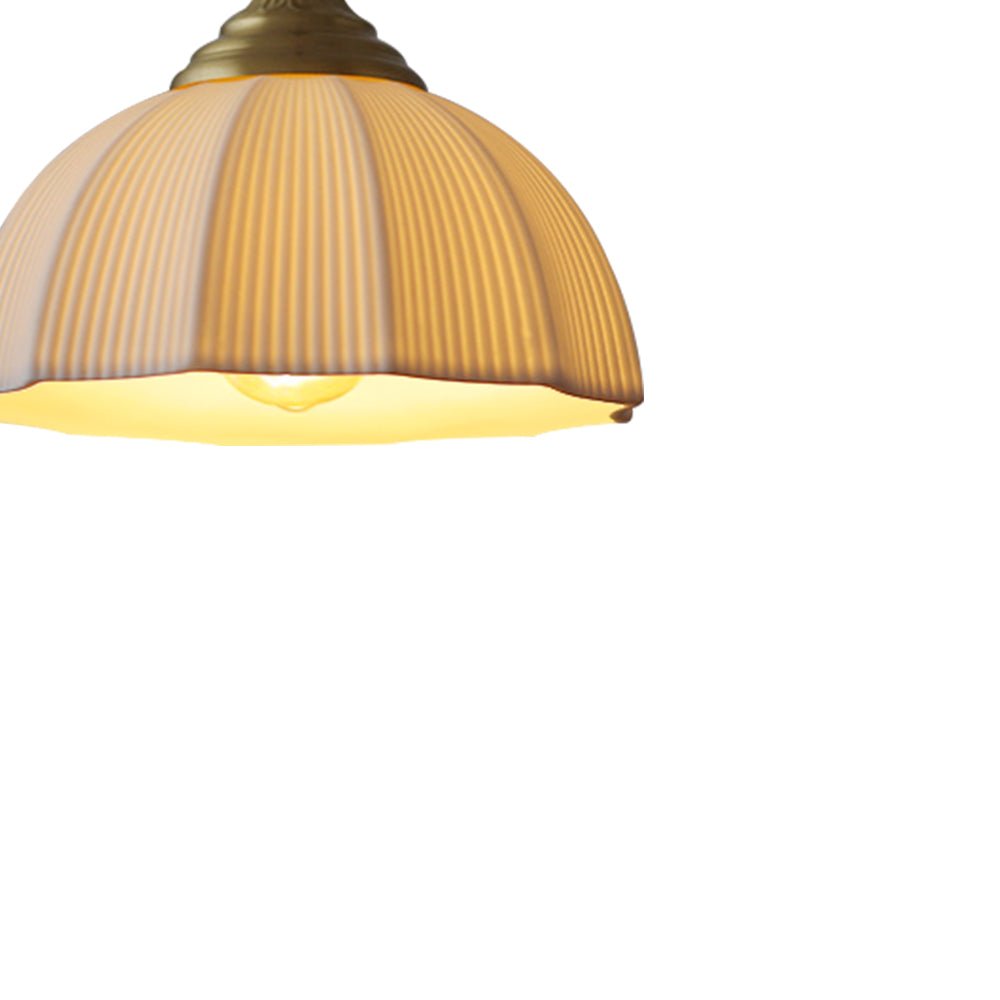 Pendantlightie - Retro Cream 1 - Light Pleated Design White Ceramic Dome Pendant Light - Pendants - B - 