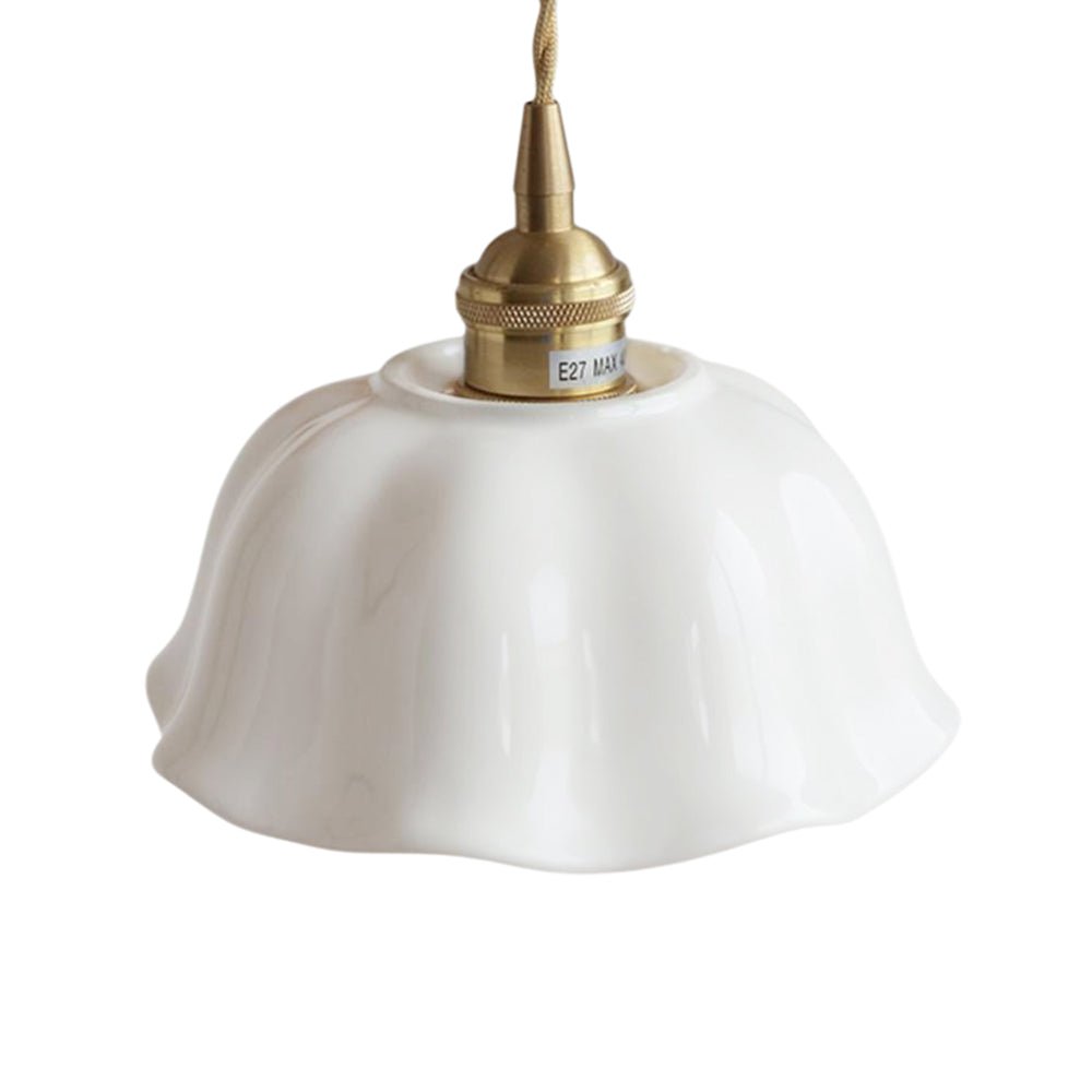 Pendantlightie - Retro Minimalist 1 - Light Scalloped Flower White Ceramic Pendant Light - Pendants - White - 
