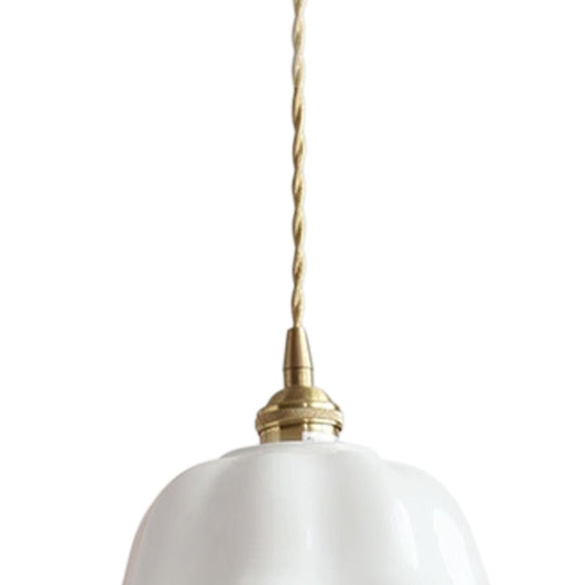 Pendantlightie - Retro Minimalist 1 - Light Scalloped Flower White Ceramic Pendant Light - Pendants - White - 