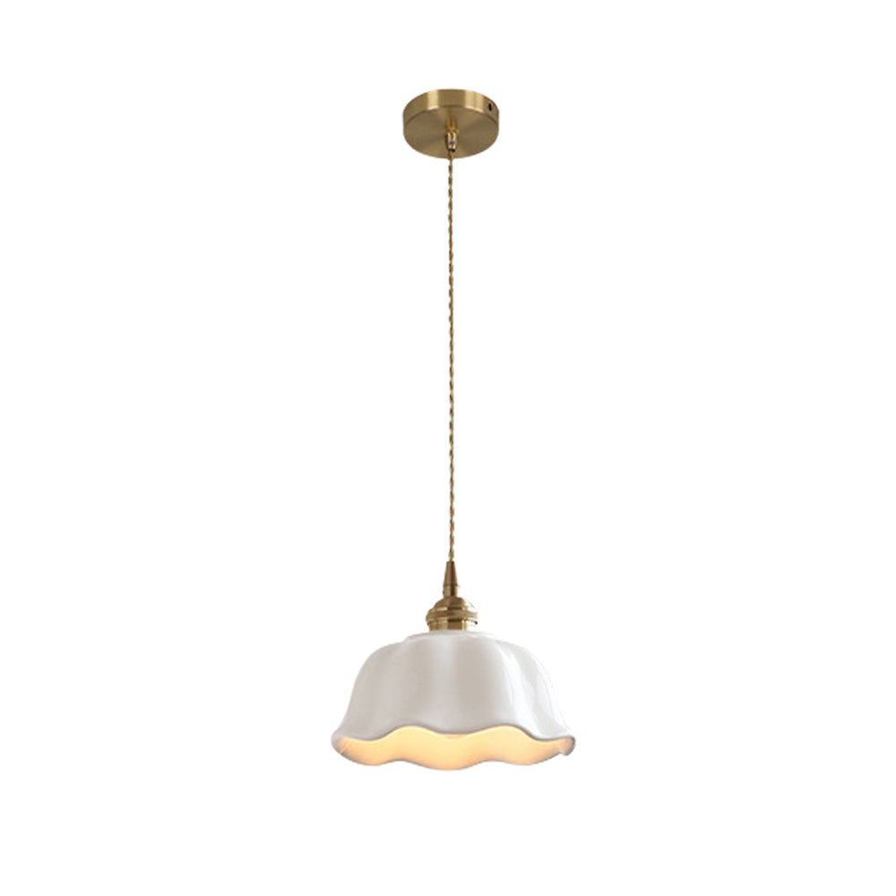 Pendantlightie - Retro Minimalist 1 - Light Scalloped Flower White Ceramic Pendant Light - Pendants - White - 
