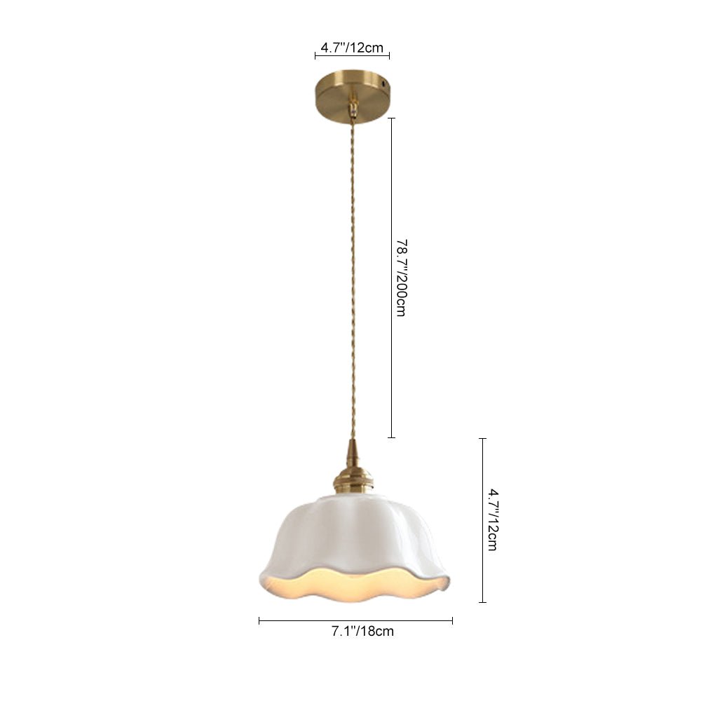 Pendantlightie - Retro Minimalist 1 - Light Scalloped Flower White Ceramic Pendant Light - Pendants - White - 