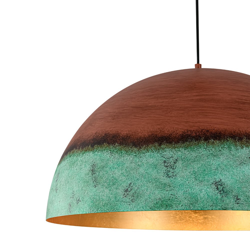 Pendantlightie - Rustic Farmhouse 1 - Light Copper And Green Paint Dome Pendant - Pendants - 23.6 in (60 cm) - 