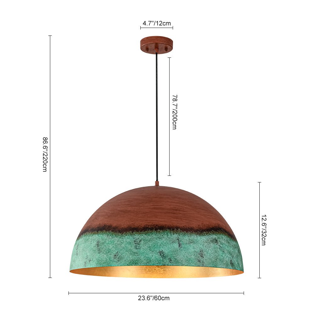 Pendantlightie - Rustic Farmhouse 1 - Light Copper And Green Paint Dome Pendant - Pendants - 23.6 in (60 cm) - 