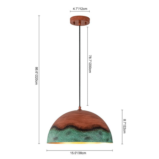 Pendantlightie - Rustic Farmhouse 1 - Light Copper And Green Paint Dome Pendant - Pendants - 23.6 in (60 cm) - 