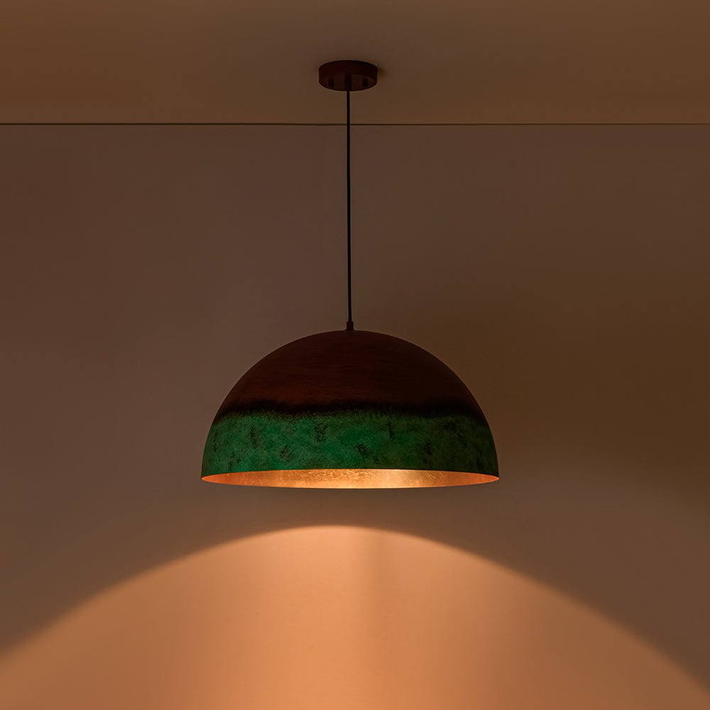 Pendantlightie - Rustic Farmhouse 1 - Light Copper And Green Paint Dome Pendant - Pendants - 23.6 in (60 cm) - 