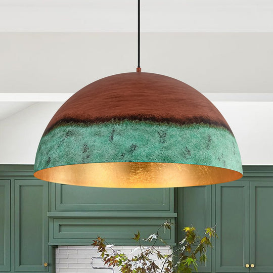 Pendantlightie - Rustic Farmhouse 1 - Light Copper And Green Paint Dome Pendant - Pendants - 23.6 in (60 cm) - 