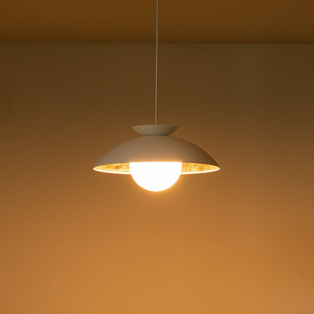 Pendantlightie-Scandinavian 1-Light Gold Leaf Dome Pendant Light-Pendants-White-
