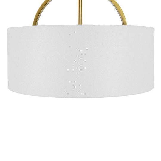 Pendantlightie - Scandinavian 2 - Light Linen Shade Drum Semi Flush Mount - Semi Flush Mount - Brass - 