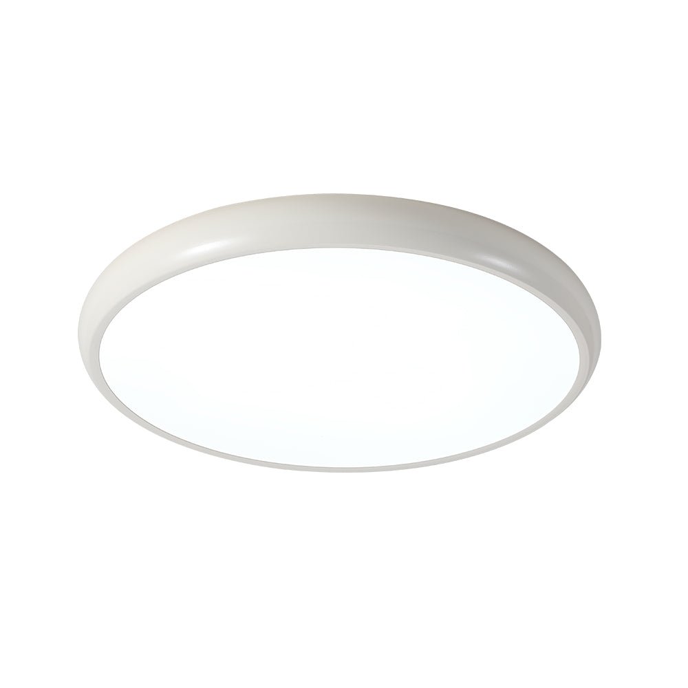 Pendantlightie-Scandinavian Wood-Like Round Led Ceiling Light-Flush Mount-Cool White Light-White