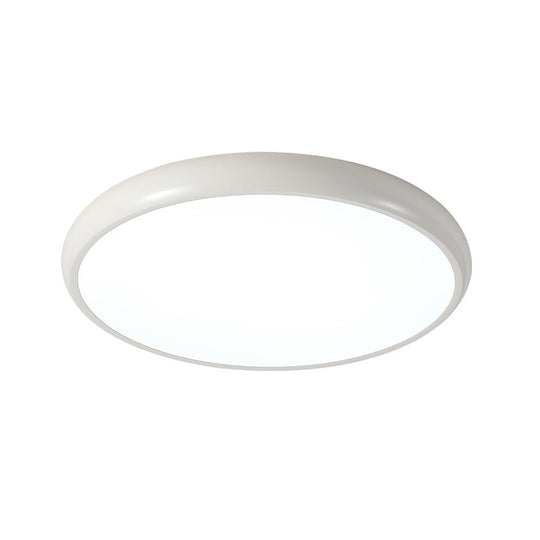 Pendantlightie-Scandinavian Wood-Like Round Led Ceiling Light-Flush Mount-Cool White Light-White