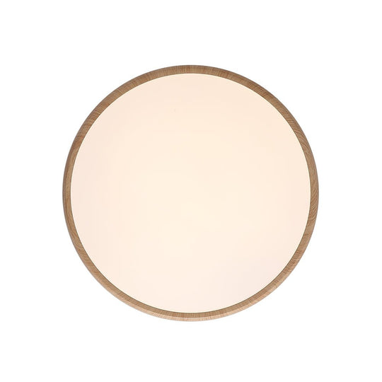 Pendantlightie-Scandinavian Wood-Like Round Led Ceiling Light-Flush Mount-Cool White Light-Wood Grain