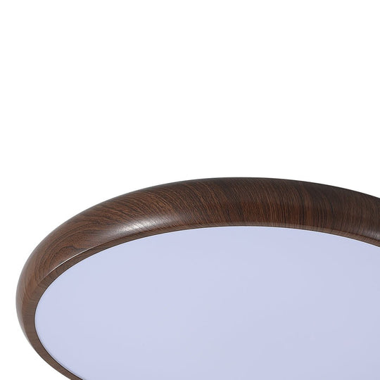 Pendantlightie-Scandinavian Wood-Like Round Led Ceiling Light-Flush Mount-Cool White Light-Wood Grain