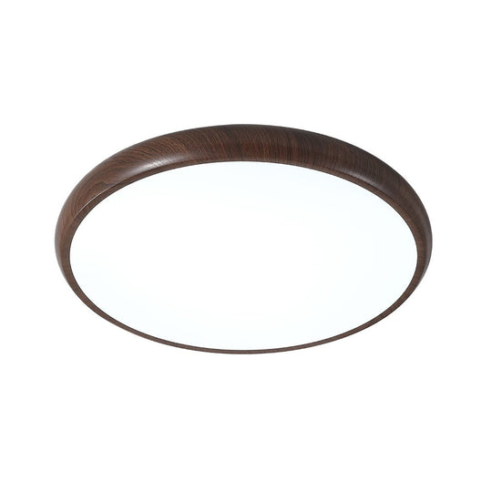 Pendantlightie-Scandinavian Wood-Like Round Led Ceiling Light-Flush Mount-Cool White Light-Wood Grain