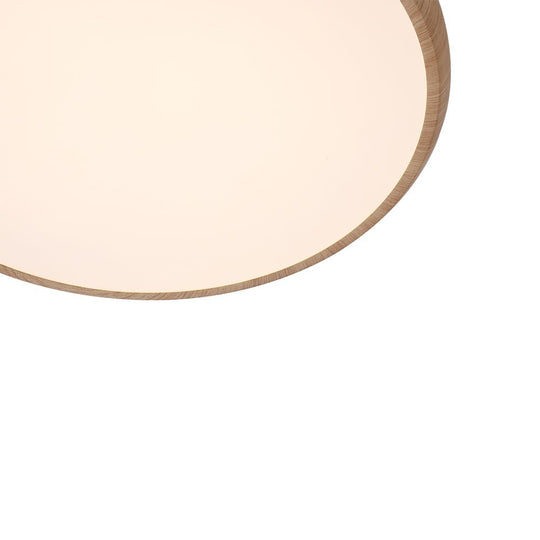 Pendantlightie-Scandinavian Wood-Like Round Led Ceiling Light-Flush Mount-Cool White Light-Wood Grain