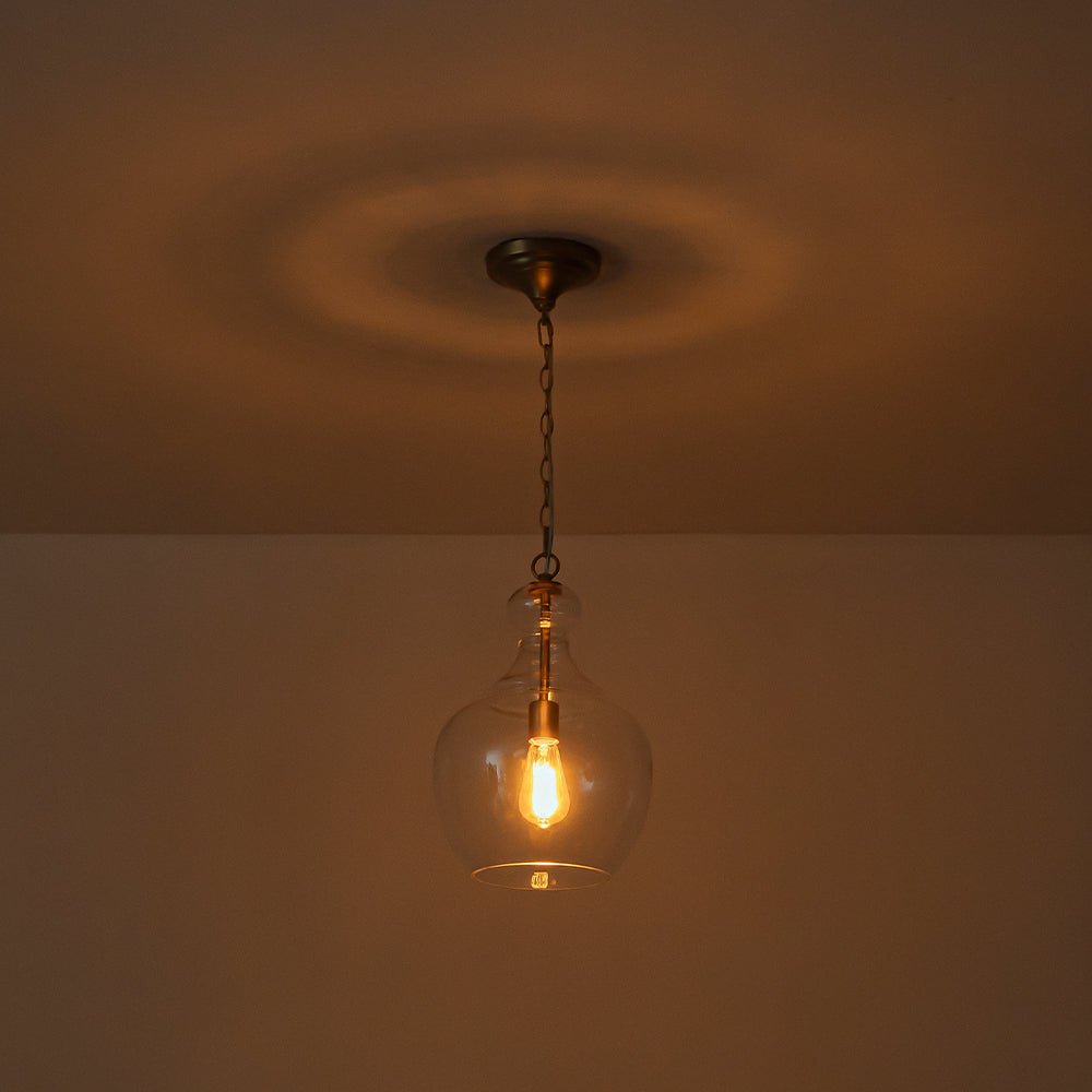 Pendantlightie - Sculptural 1 - Light Clear Glass Dome Pendant Light For Kitchen Table - Pendants - Black - 