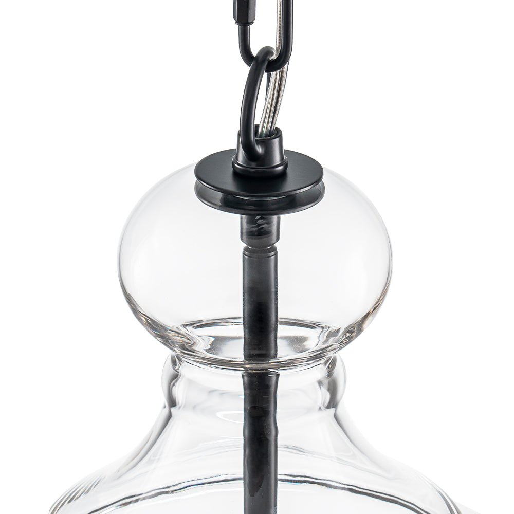 Pendantlightie - Sculptural 1 - Light Clear Glass Dome Pendant Light For Kitchen Table - Pendants - Black - 