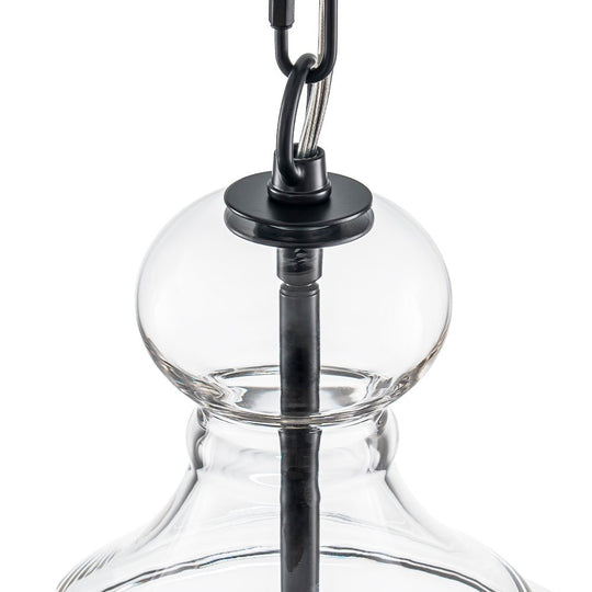 Pendantlightie - Sculptural 1 - Light Clear Glass Dome Pendant Light For Kitchen Table - Pendants - Black - 
