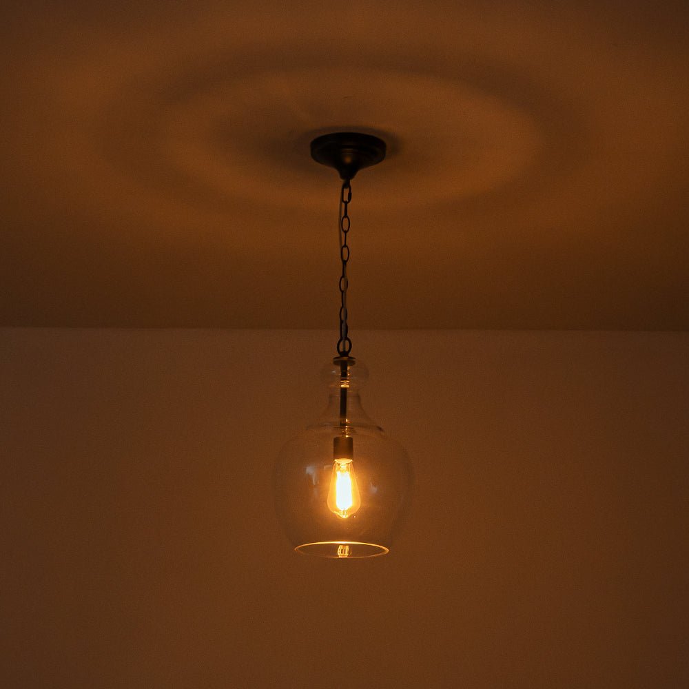 Pendantlightie - Sculptural 1 - Light Clear Glass Dome Pendant Light For Kitchen Table - Pendants - Black - 