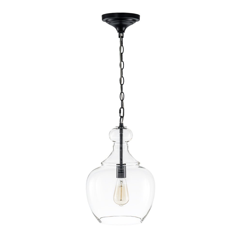 Pendantlightie - Sculptural 1 - Light Clear Glass Dome Pendant Light For Kitchen Table - Pendants - Black - 