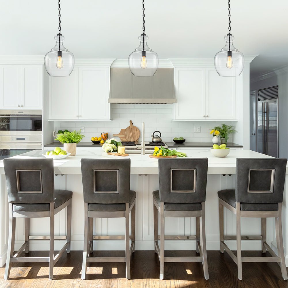 Pendantlightie - Sculptural 1 - Light Clear Glass Dome Pendant Light For Kitchen Table - Pendants - Black - 