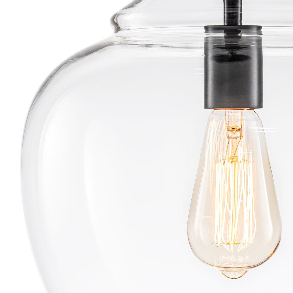 Pendantlightie - Sculptural 1 - Light Clear Glass Dome Pendant Light For Kitchen Table - Pendants - Black - 