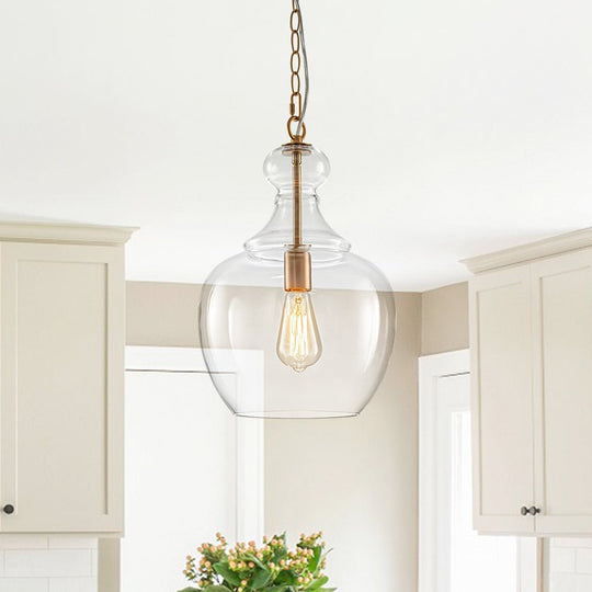 Pendantlightie - Sculptural 1 - Light Clear Glass Dome Pendant Light For Kitchen Table - Pendants - Brass - 