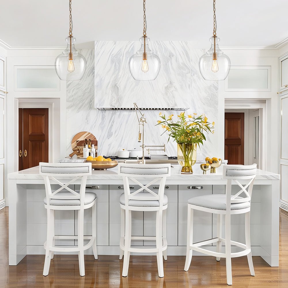 Pendantlightie - Sculptural 1 - Light Clear Glass Dome Pendant Light For Kitchen Table - Pendants - Brass - 