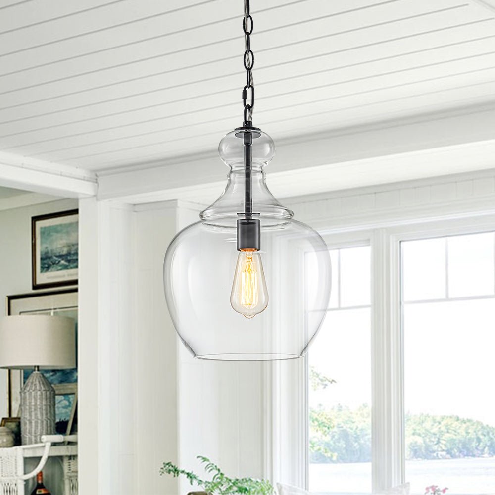 Pendantlightie - Sculptural 1 - Light Clear Glass Dome Pendant Light For Kitchen Table - Pendants - Brass - 