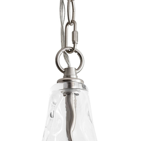 Pendantlightie - Sculptural 1 - Light Teardrop Gourd - Shaped Clear Hammered Glass Pendant - Pendants - Nickel - 