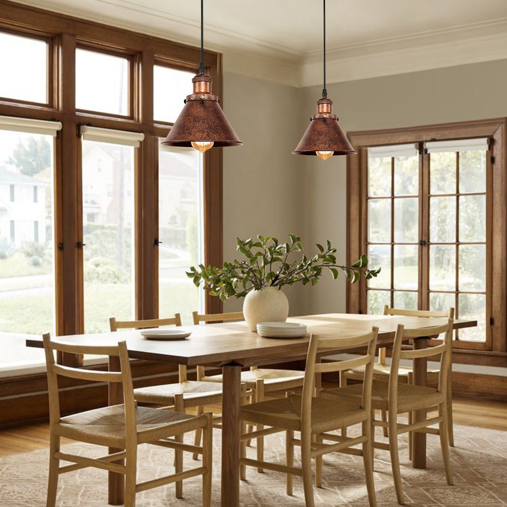 Rustic Copper Lights Farmhouse Industrial Single Rustic Copper Cone Pendant Light, Kitchen ...
