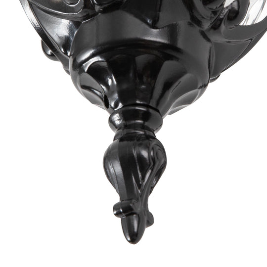 Pendantlightie-Traditional 1-Light Hammered Glass Lantern Shade Patio Outdoor Wall Light-Outdoor Wall Light-Black-Medium