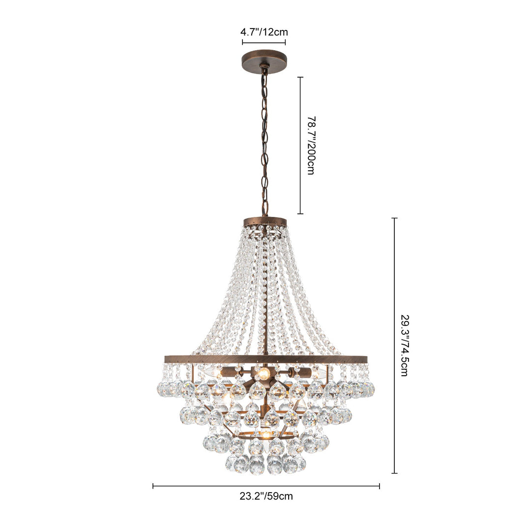 Pendantlightie - Traditional 7 - Light Tiered Beaded Empire Crystal Drops Chandelier - Chandeliers - Antique Bronze - 