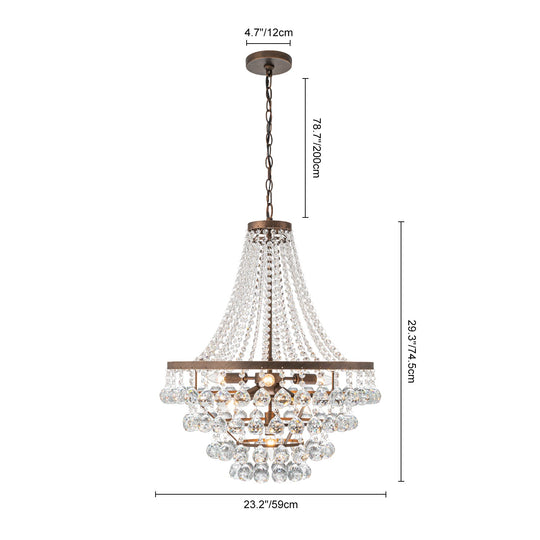 Pendantlightie - Traditional 7 - Light Tiered Beaded Empire Crystal Drops Chandelier - Chandeliers - Antique Bronze - 