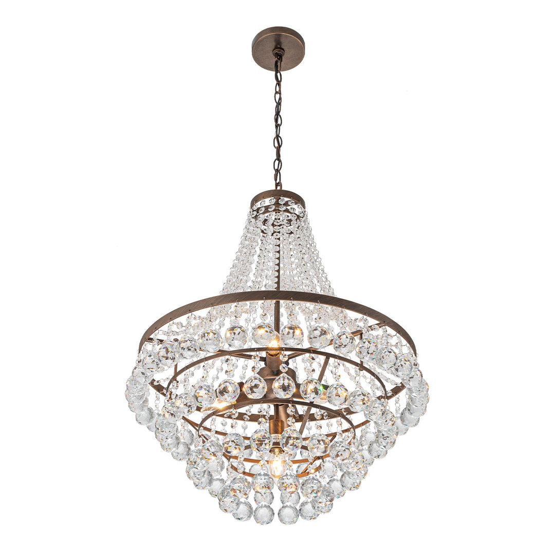 Pendantlightie - Traditional 7 - Light Tiered Beaded Empire Crystal Drops Chandelier - Chandeliers - Antique Bronze - 